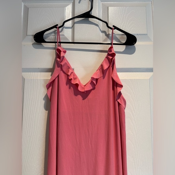 pink zara midi dress with ruffles and adjustable straps size m valentine's day - Picture 3 of 8